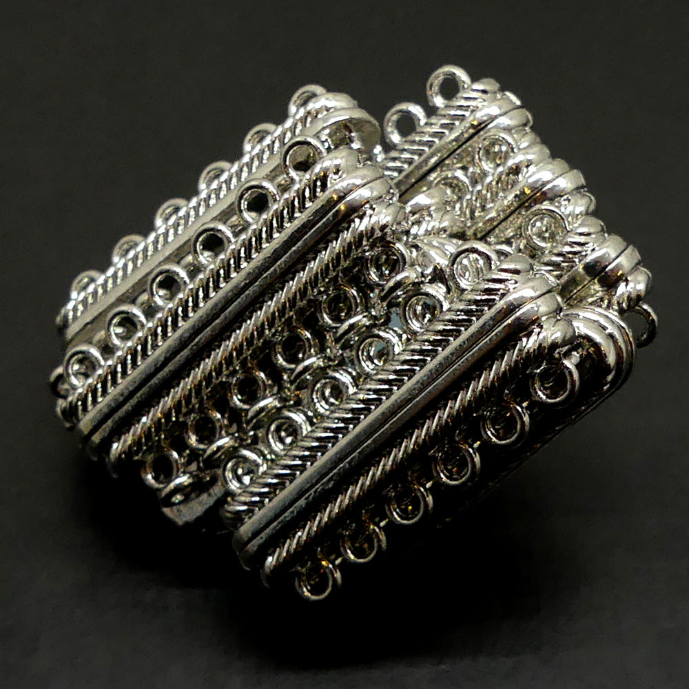 Fermoir - Aimant Barrette 6 rangs - Platine  (1 pièce)