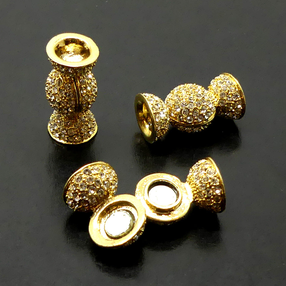 Fermoir - Aimanté calotte avec Strass - Doré (1 pièce)