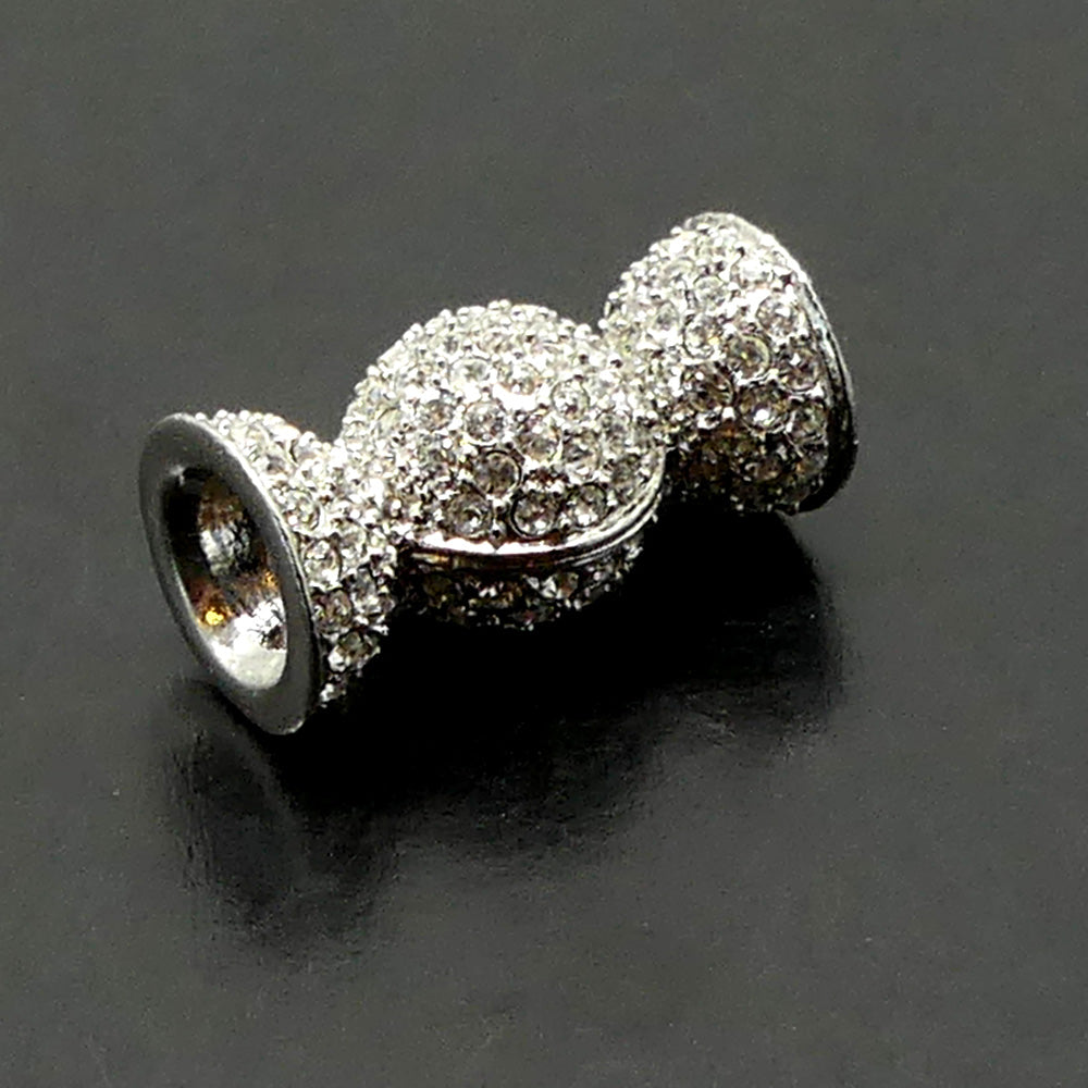 Fermoir - Aimanté calotte couleur rhodium avec Strass (à la pièce)