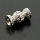 Fermoir - Aimanté calotte couleur rhodium avec Strass (à la pièce)