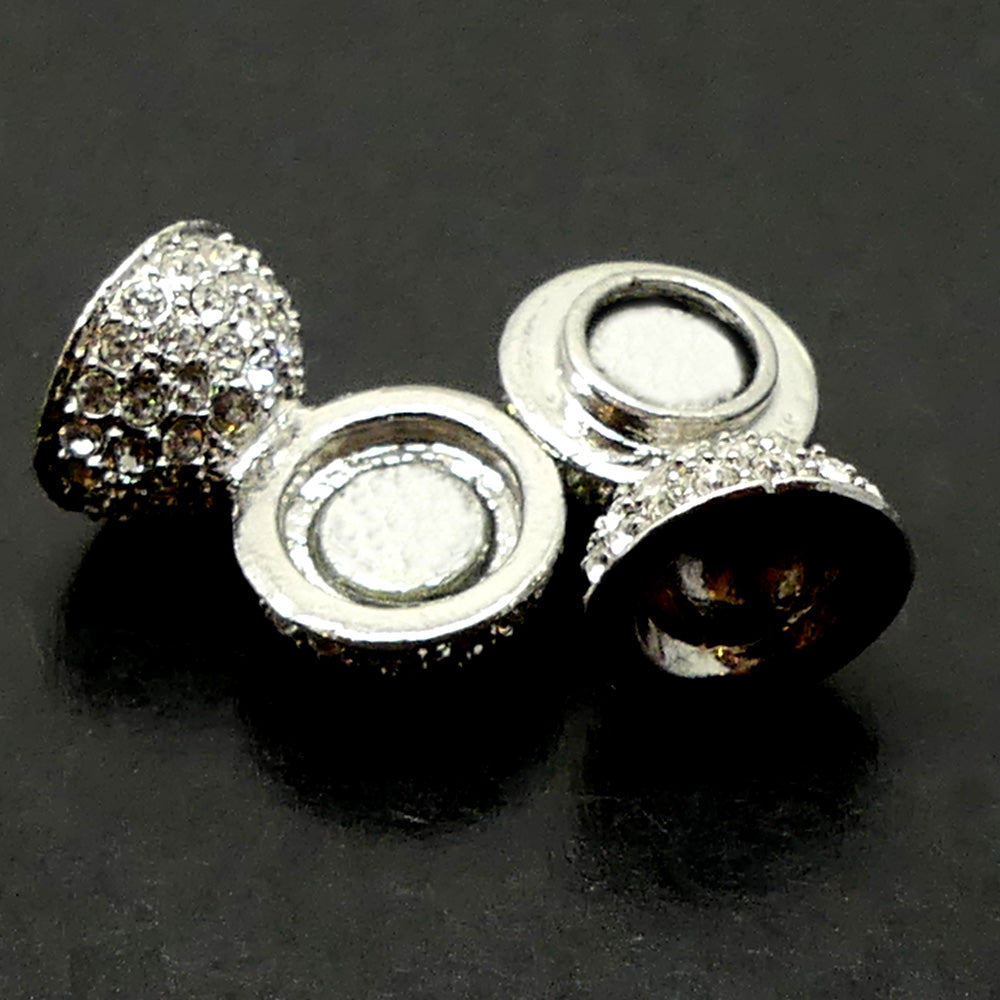 Fermoir - Aimanté calotte couleur rhodium avec Strass (à la pièce)