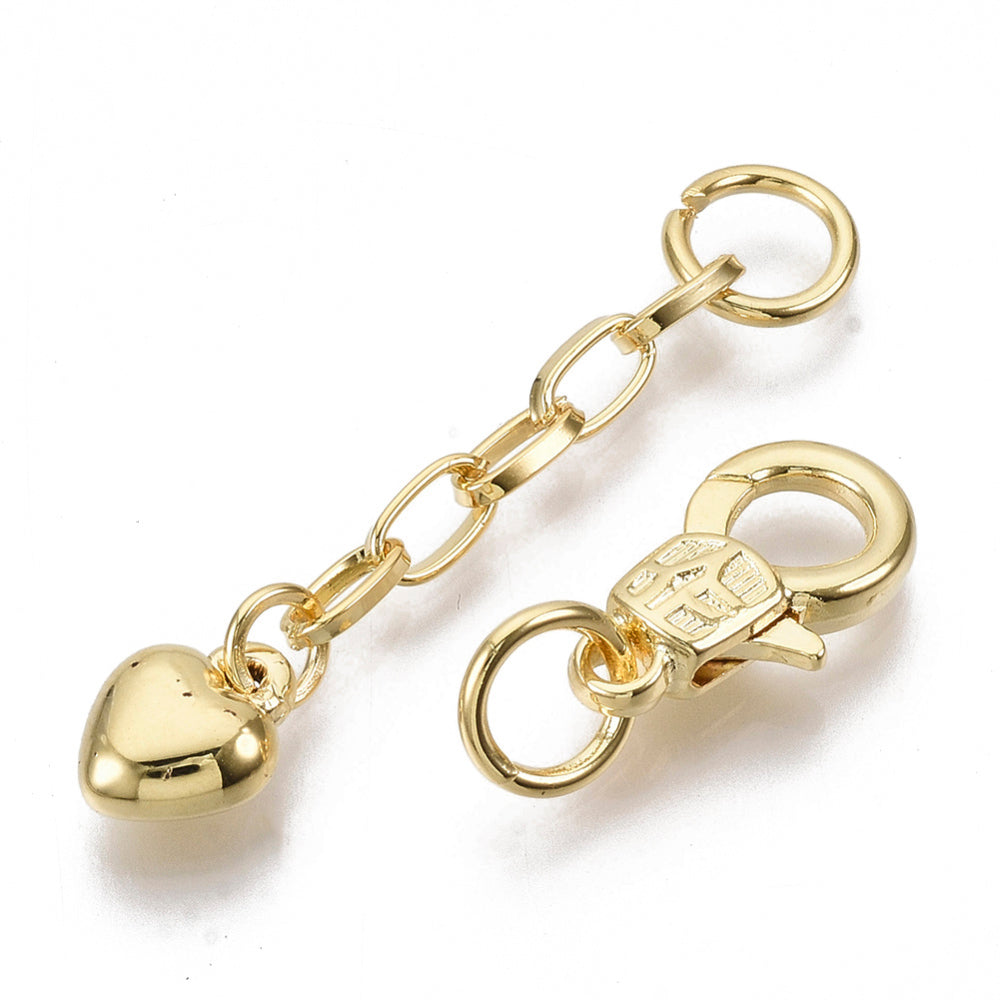Fermoirs mousquetons - chaîne cœur-plaqué or 18k (1pce)