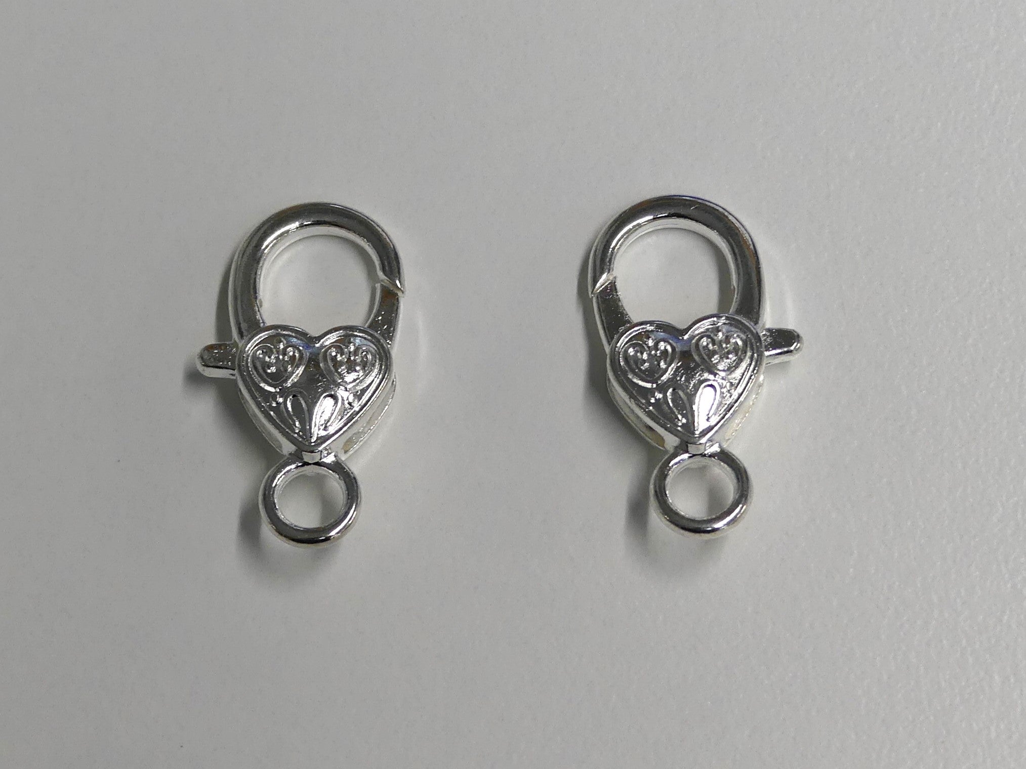 Fermoirs mousquetons en laiton "Cœur" - Argenté - 1 pièce