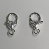 Fermoirs mousquetons en laiton "Cœur" - Argenté - 1 pièce