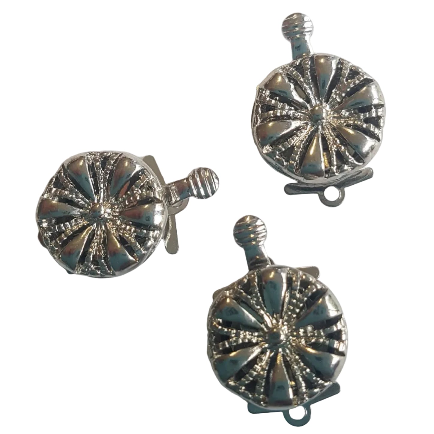 Fermoir Clip argenté - Motif fleur (1 pce)