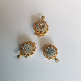 Fermoir à clip - motif floral- Doré & strass (1 pc.)