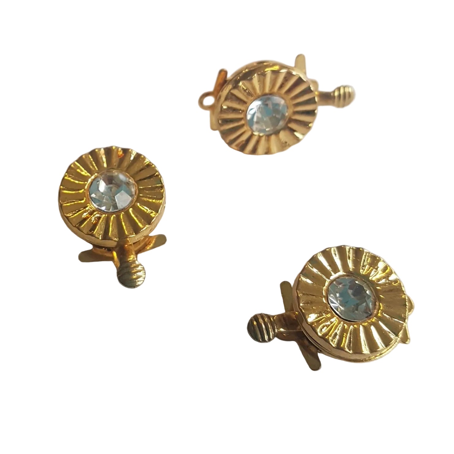 Fermoir - Clip - motif "Rond strié & strass " (1 pce)