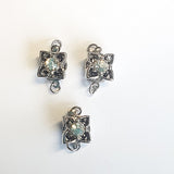 Fermoir Clip Argenté - fleur et zircone (1pce)