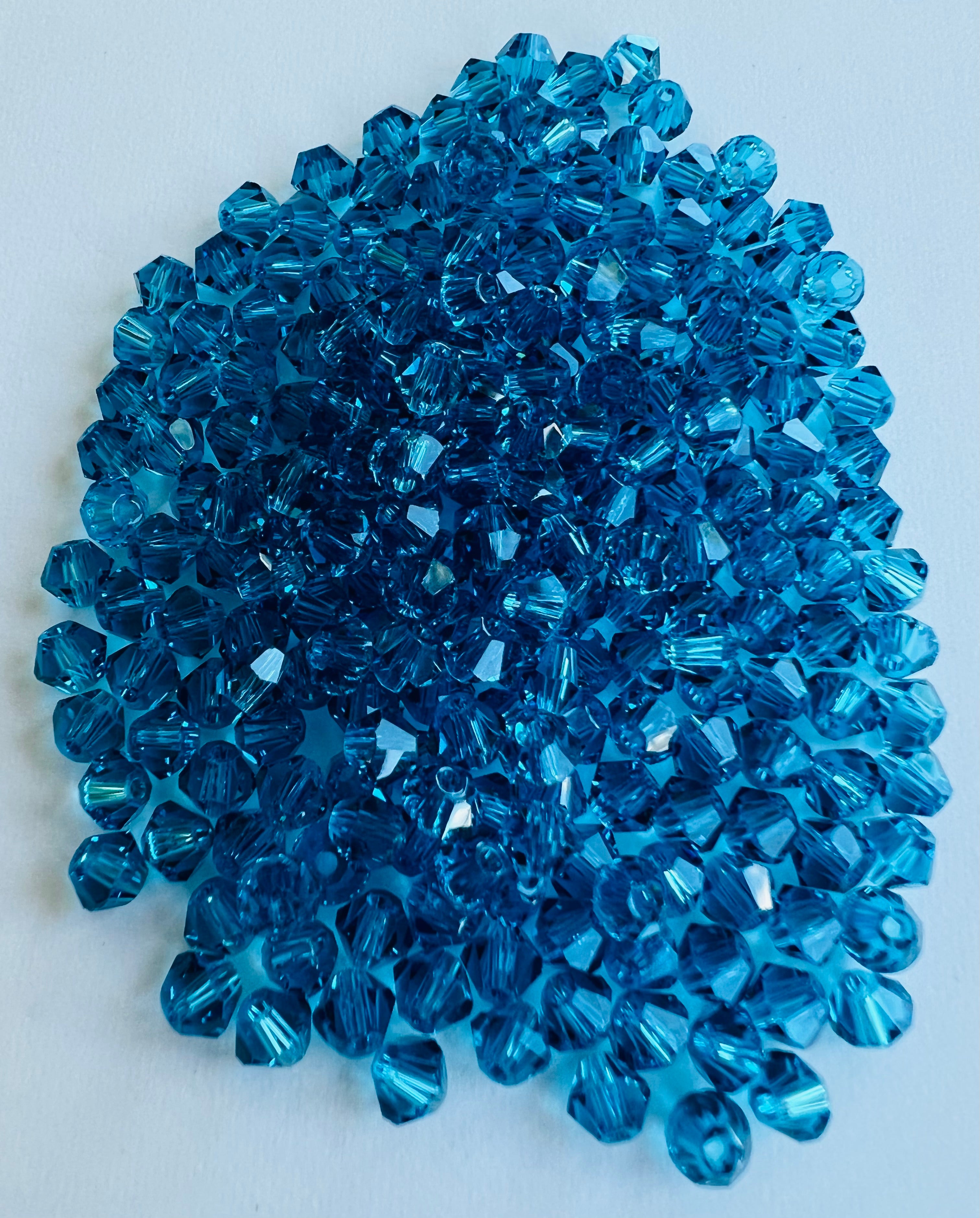 Perle de verre à facettes 4mm - Bleu - Indicolite (25 pces)