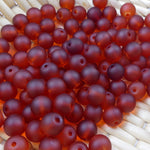 Perle de verre ronde givrée transparente 8 - Tomate (10pces)