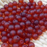 Perle de verre ronde givrée transparente 8 - Tomate (10pces)