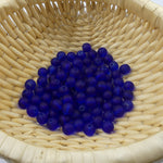 Perle de verre ronde givrée transparente 8 - Bleu (10pces)