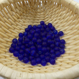 Perle de verre ronde givrée transparente 8 - Bleu (10pces)