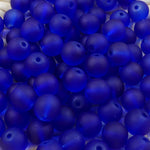 Perle de verre ronde givrée transparente 8 - Bleu (10pces)