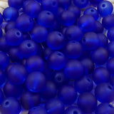 Perle de verre ronde givrée transparente 8 - Bleu (10pces)
