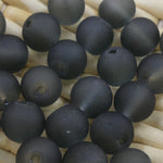 Perle de verre ronde givrée transparente 8 - Gris (10pces)