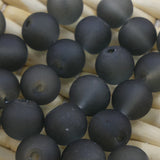 Perle de verre ronde givrée transparente 8 - Gris (10pces)