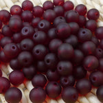 Perle de verre ronde givrée transparente 8 - Darkred (10pces)