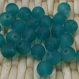 Perle de verre ronde givrée transparente 8 - Light Sea Green (10pces)