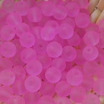 Perle de verre ronde givrée transparente 8 - Pink (10pces)