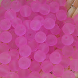 Perle de verre ronde givrée transparente 8 - Pink (10pces)