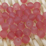 Perle de verre ronde givrée transparente 8 - Saumon (10pces)