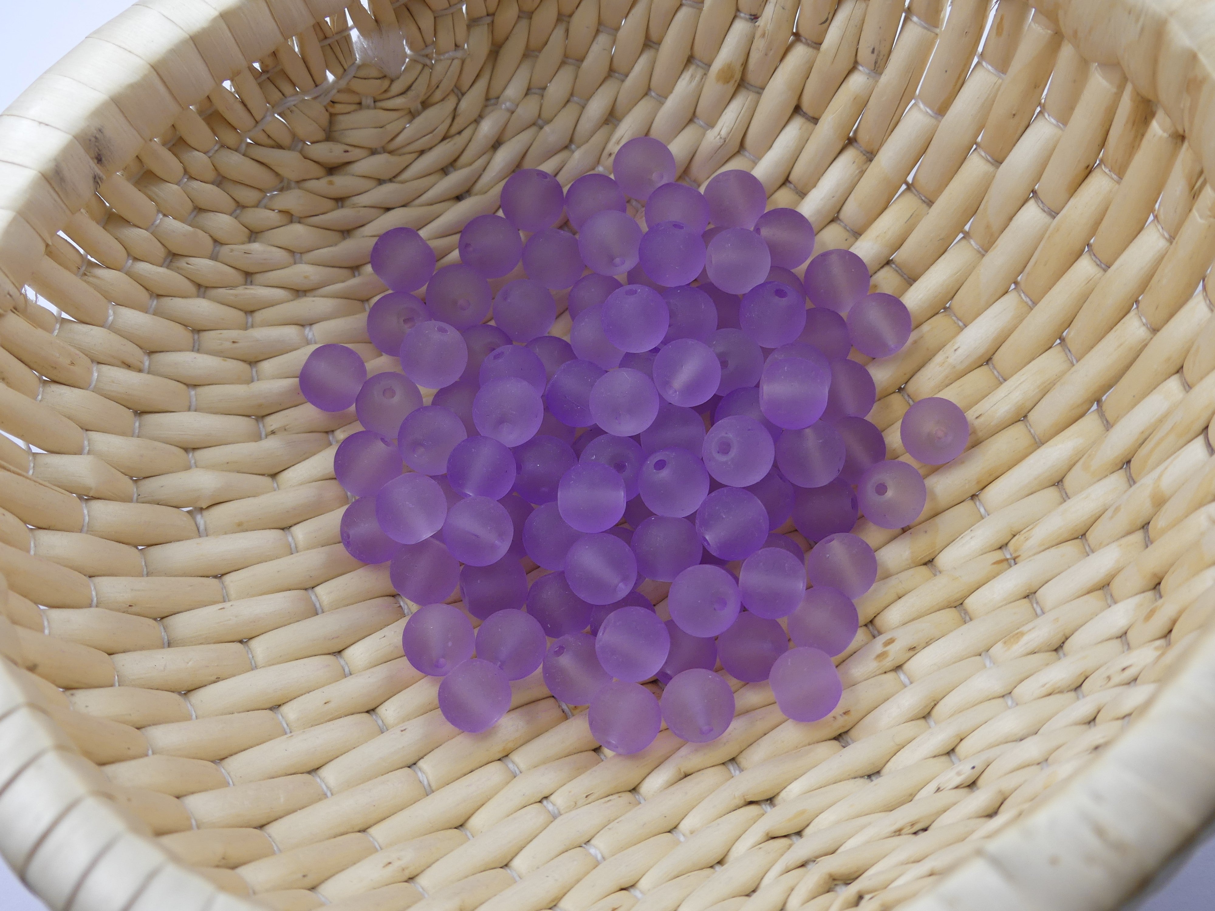 Perle de verre ronde givrée transparente 8 - MediumPurple (10pces)