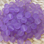 Perle de verre ronde givrée transparente 8 - MediumPurple (10pces)