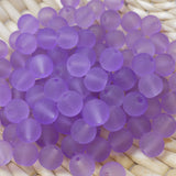 Perle de verre ronde givrée transparente 8 - MediumPurple (10pces)