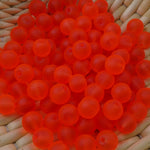 Perle de verre ronde givrée transparente 8 - Orange Rouge (10pces)