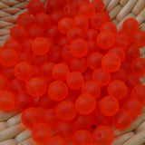 Perle de verre ronde givrée transparente 8 - Orange Rouge (10pces)