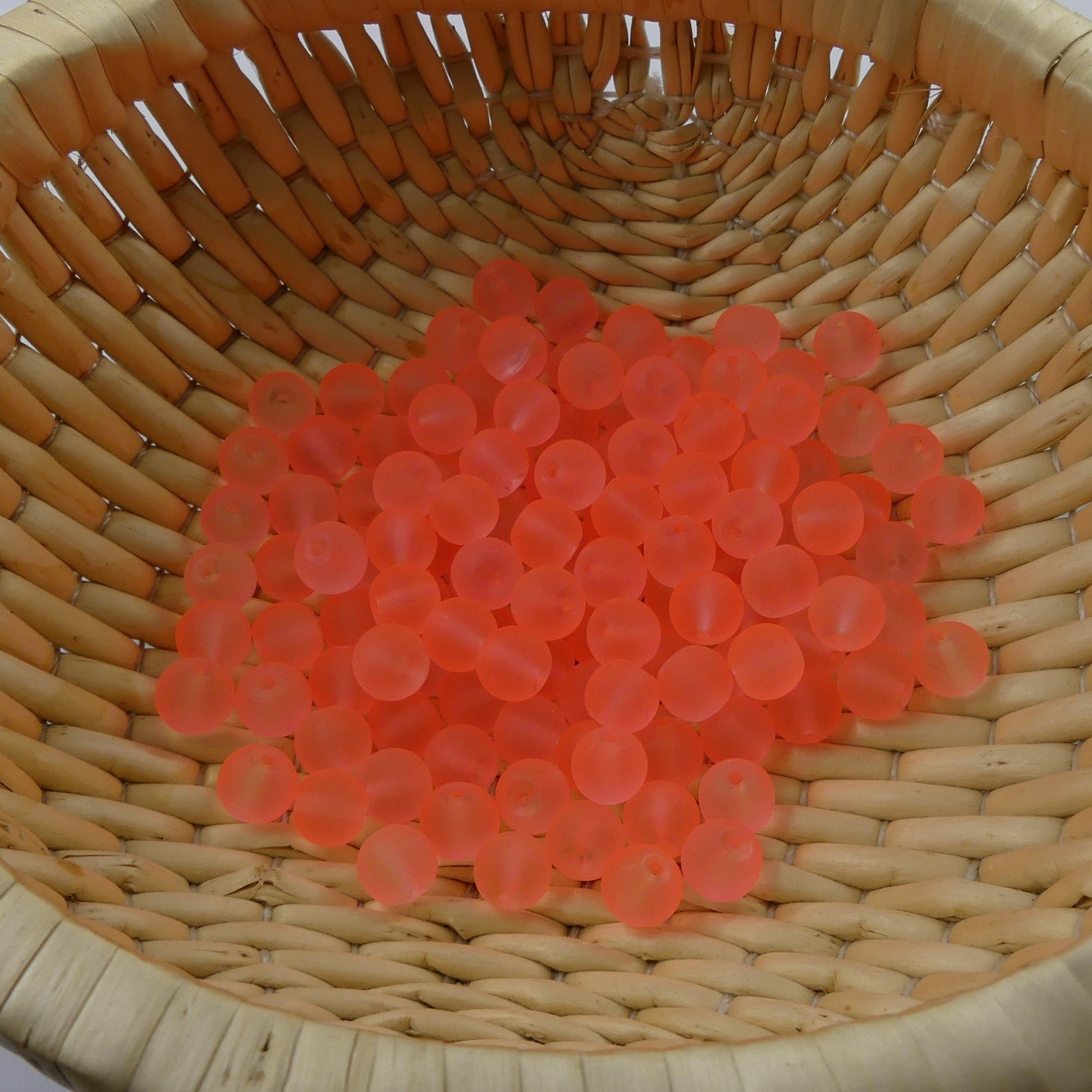 Perle de verre ronde givrée transparente 8 - Lightsalmon (10pces)