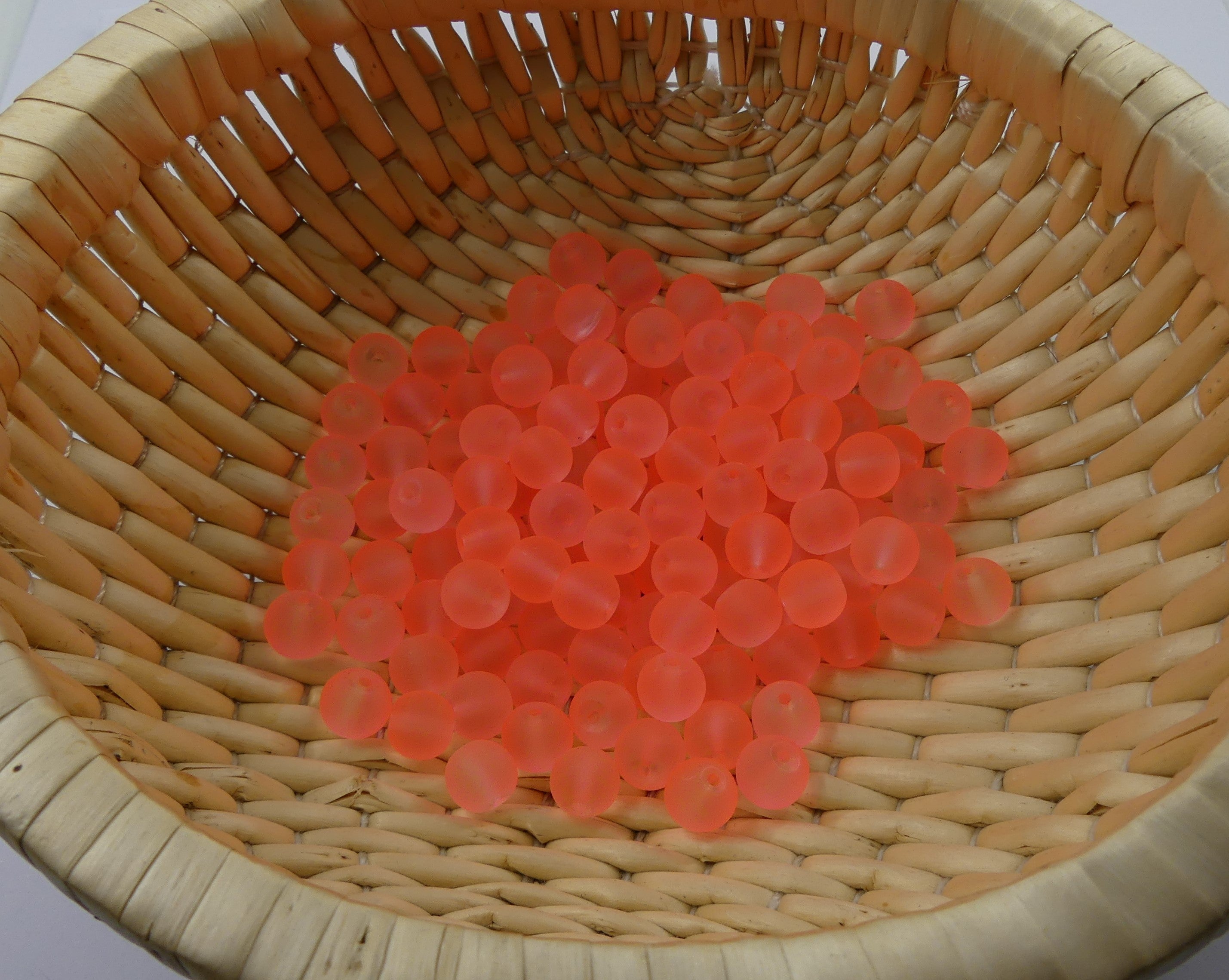 Perle de verre ronde givrée transparente 8 - Lightsalmon (10pces)