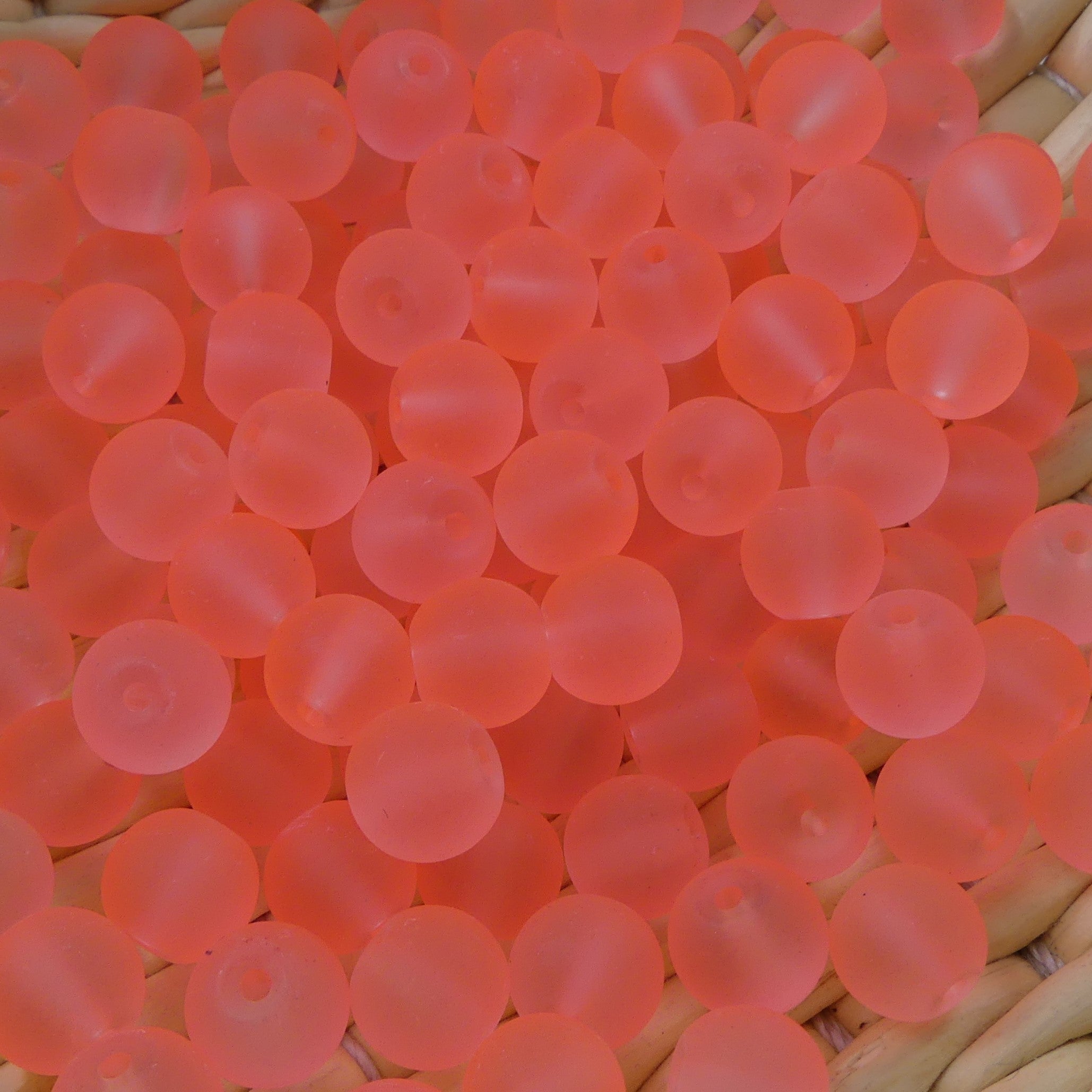 Perle de verre ronde givrée transparente 8 - Lightsalmon (10pces)