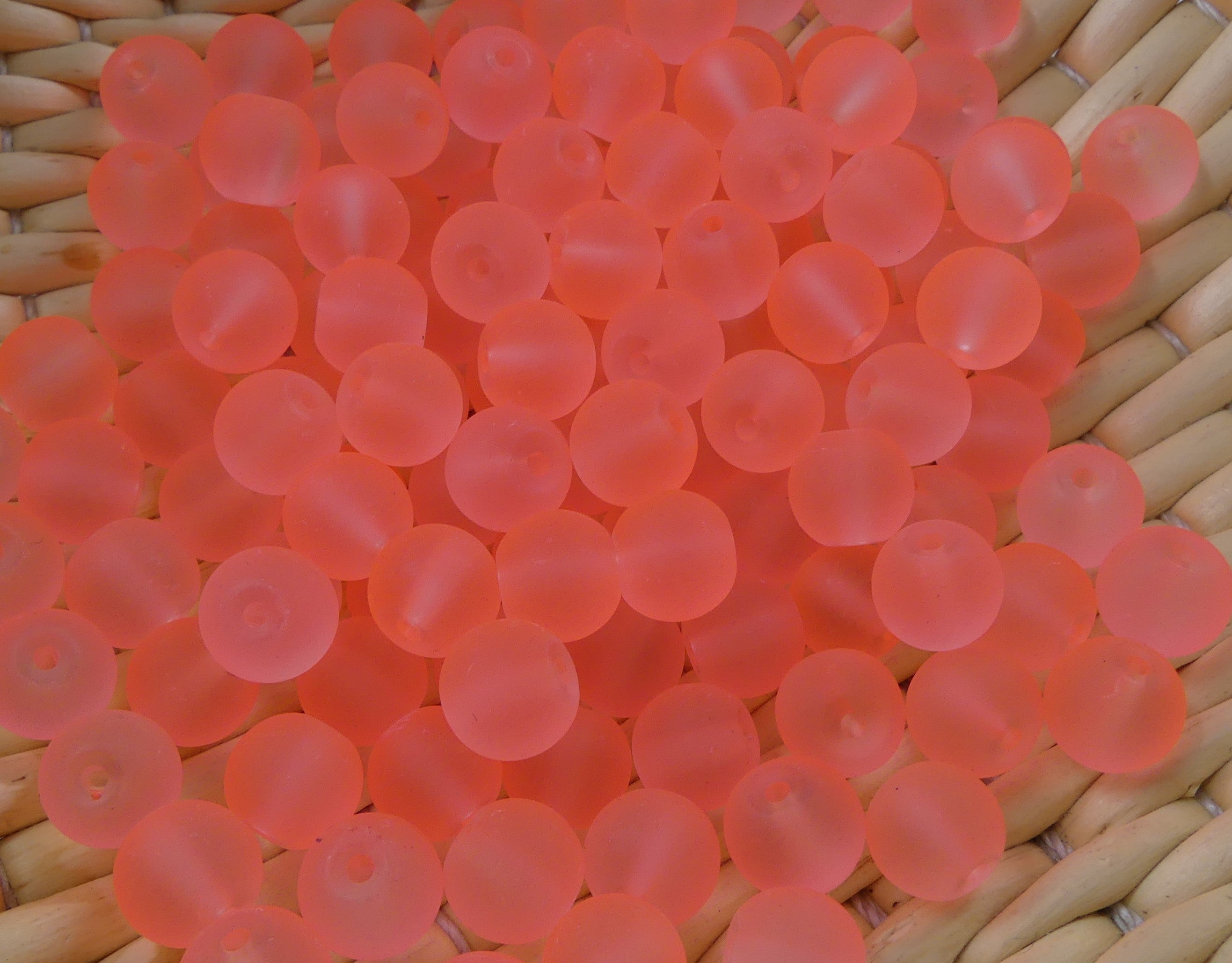 Perle de verre ronde givrée transparente 8 - Lightsalmon (10pces)