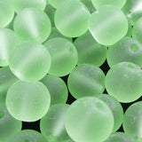 Perle de verre ronde givrée transparente 8 - Palegreen (10pces)