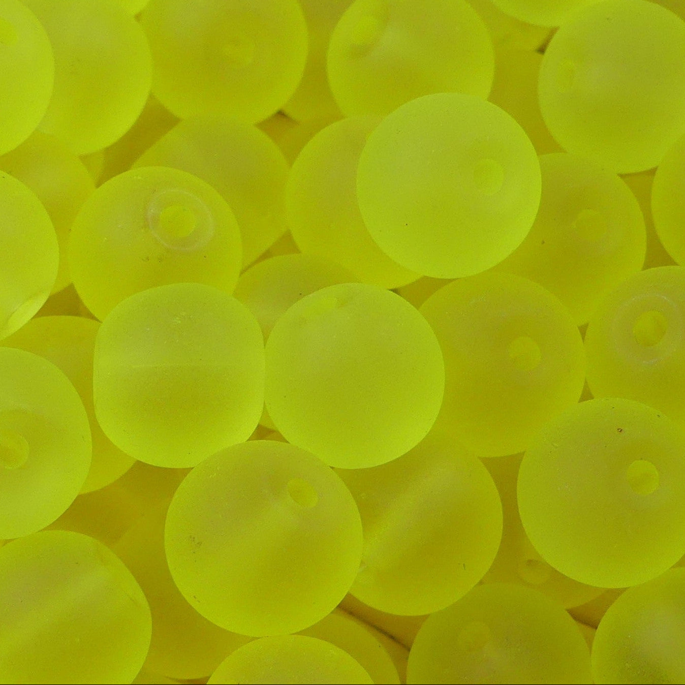 Perle de verre ronde givrée transparente 8 - Green Yellow (10pces)