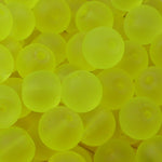 Perle de verre ronde givrée transparente 8 - Green Yellow (10pces)