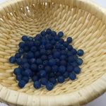 Perle de verre ronde givrée transparente 8 - Marine Blue (10pces)