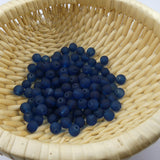 Perle de verre ronde givrée transparente 8 - Marine Blue (10pces)