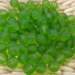 Perle de verre ronde givrée transparente 8 - Limevert Dépoli (10pces)