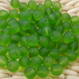 Perle de verre ronde givrée transparente 8 - Limevert Dépoli (10pces)