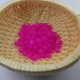 Perle de verre ronde givrée transparente 8 - Rose foncé (10pces)