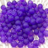 Perle de verre ronde givrée transparente 8 - Pourpre (10pces)