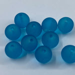 Perle de verre ronde givrée transparente 8 - Dark Turquoise (10pces)