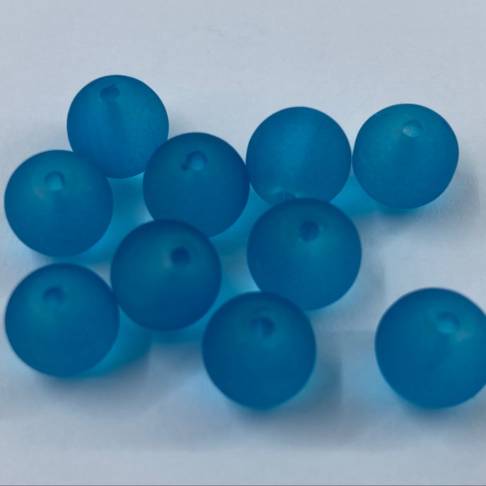 Perle de verre ronde givrée transparente 8 - Dark Turquoise (10pces)