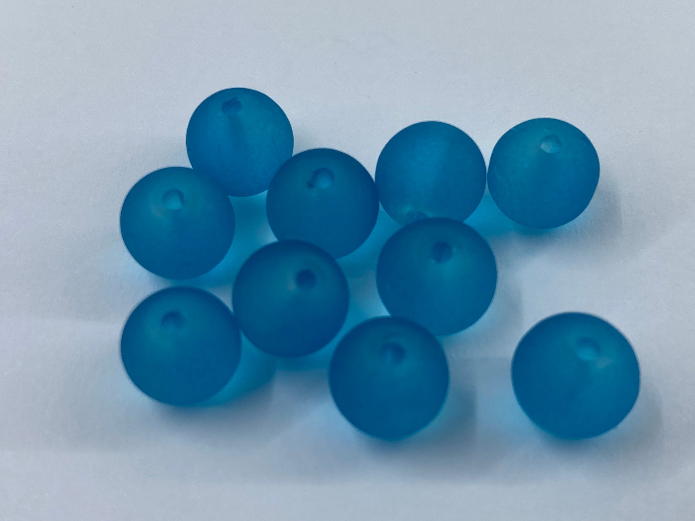 Perle de verre ronde givrée transparente 8 - Dark Turquoise (10pces)