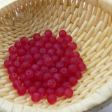 Perle de verre ronde givrée transparente 8 - Cramoisi (10pces)