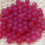 Perle de verre ronde givrée transparente 8 - Cramoisi (10pces)