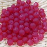 Perle de verre ronde givrée transparente 8 - Cramoisi (10pces)